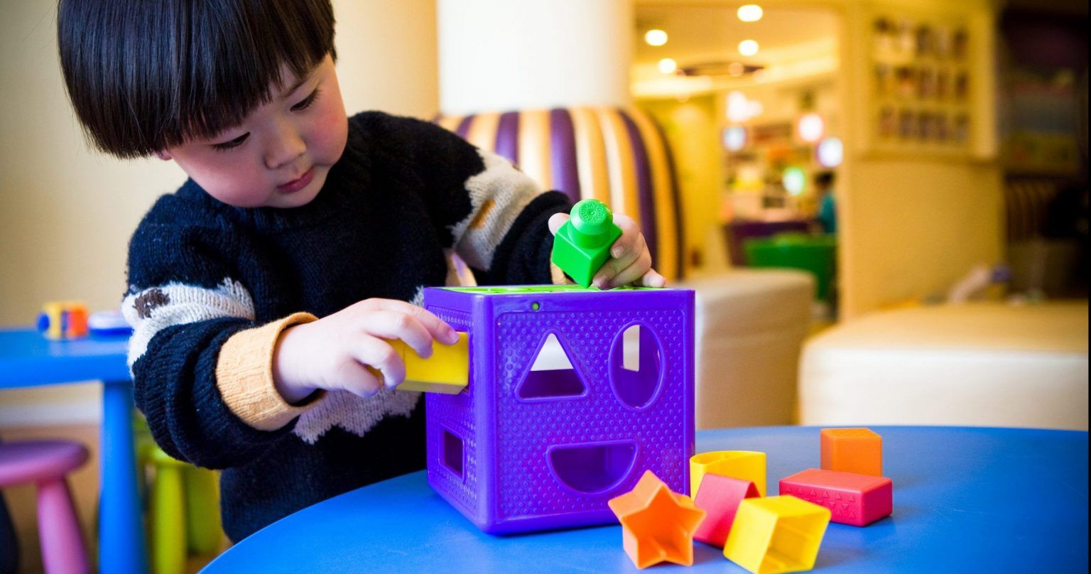 A child and their block toy